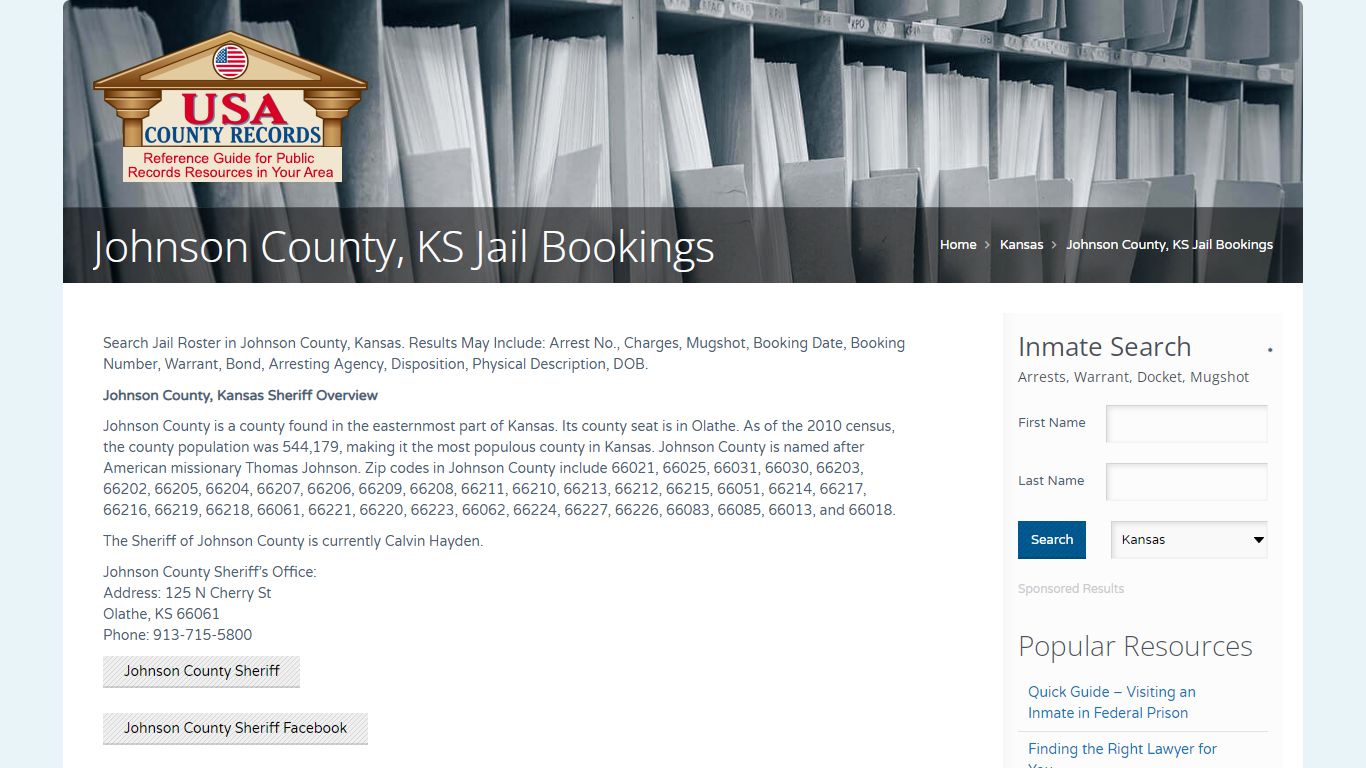 Johnson County, KS Jail Bookings | Name Search