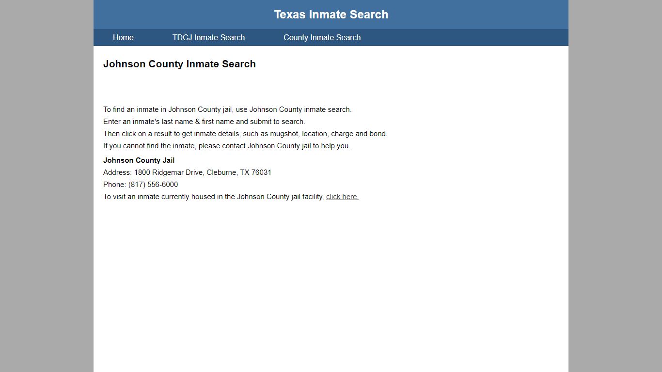 Johnson County Jail Inmate Search